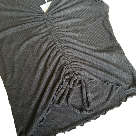 Antistar ruffle short sleeve ruched crop top black Small - Picture 7 of 15